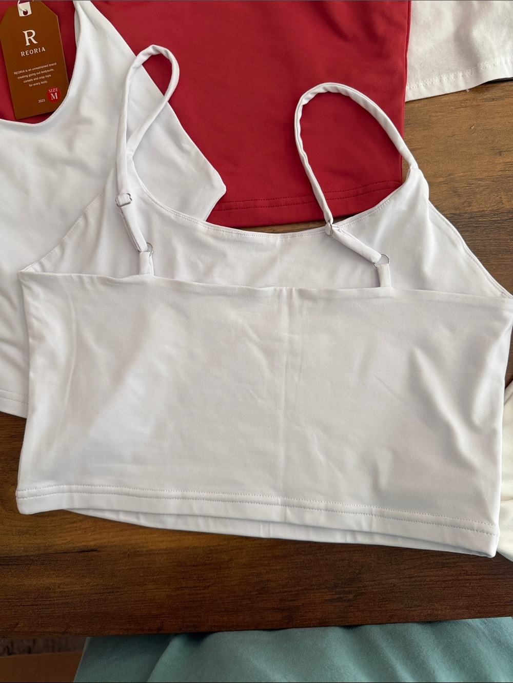 6 cropped Assorted Women’s Tank Tops — White, Red, Teal - Picture 5 of 13
